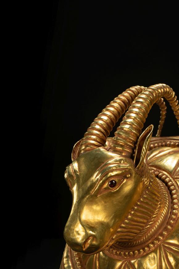gold goat head from sassanid dynasty 波斯萨珊王朝金羊头