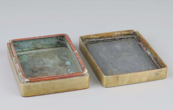 清代"陈师曾"刻白铜墨盒