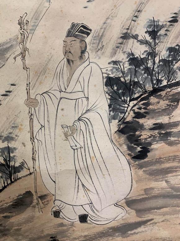 achinesefigurepaintingzhangdaqianmark张大千东坡居士图