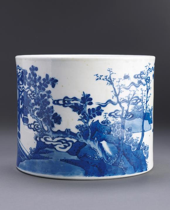 清雍正青花北斗七星君笔筒