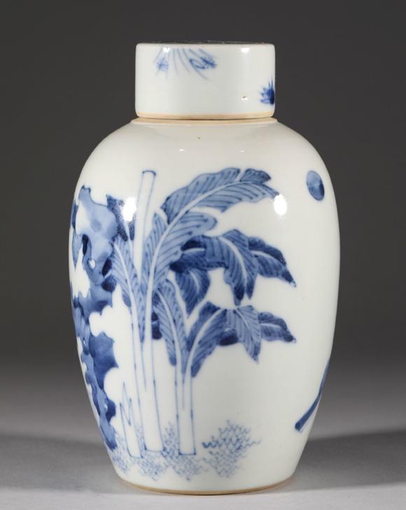 qingdynastyblueandwhiteteacan清代青花茶叶罐