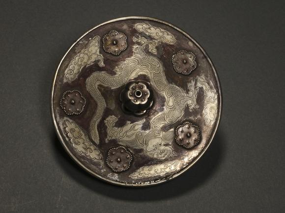 日本江户 刻龙纹纯银壶