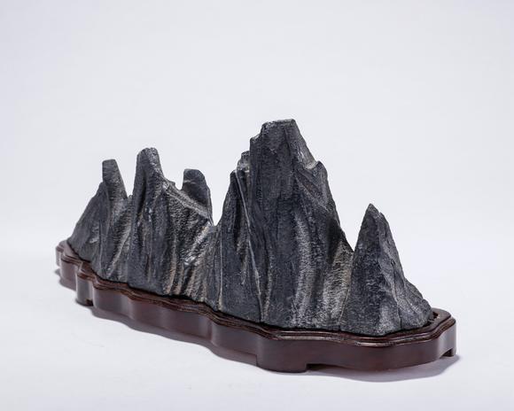 灰灵璧石山形摆件