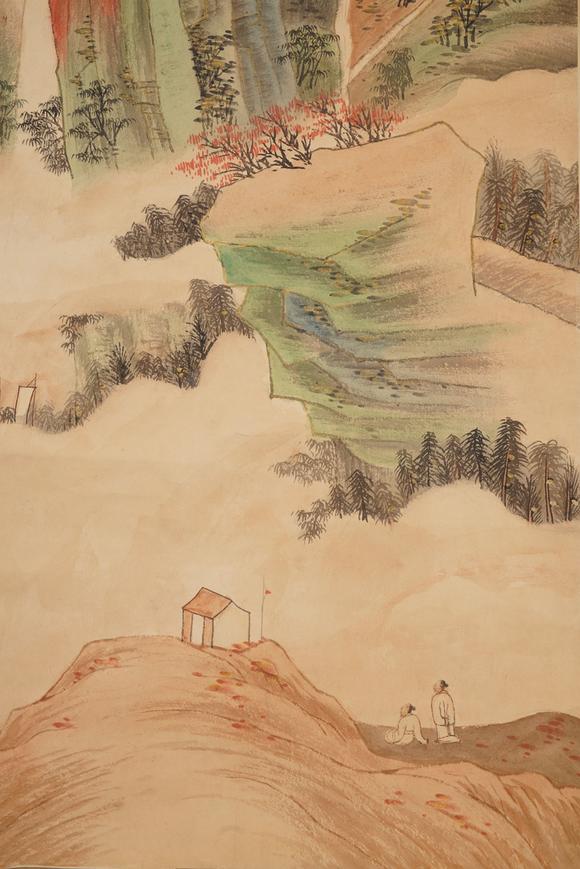 a chinese landscape painting, zhang daqian mark张大千 巫峡清秋图
