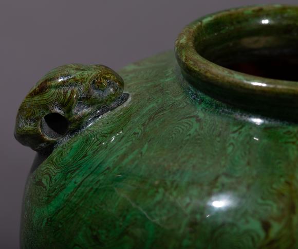 ancientchinesetangtricolorgreenglazedpot中国古代唐三彩绿釉双系罐