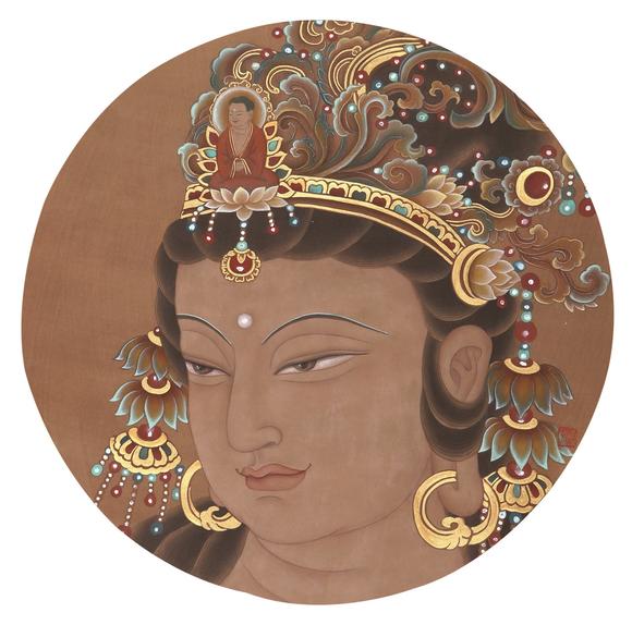 姜雪雁(当代) 观音宝相 镜心 设色绢本