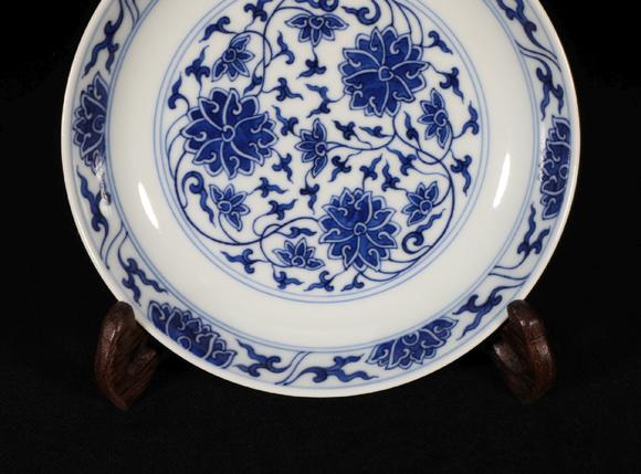 blue and white plate guangxu style 清代光绪青花缠枝纹盘