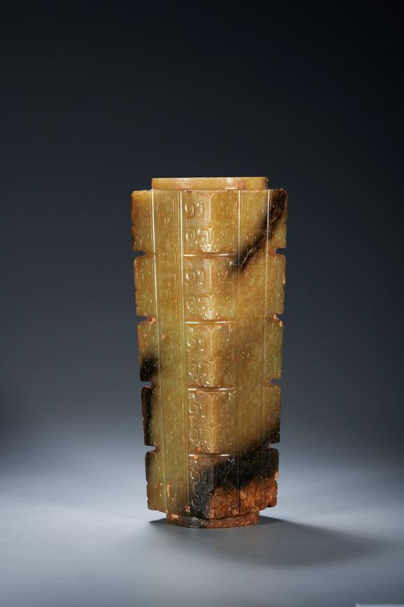 中国春秋时期和田玉琮chunqiudynastyhetianjadecong