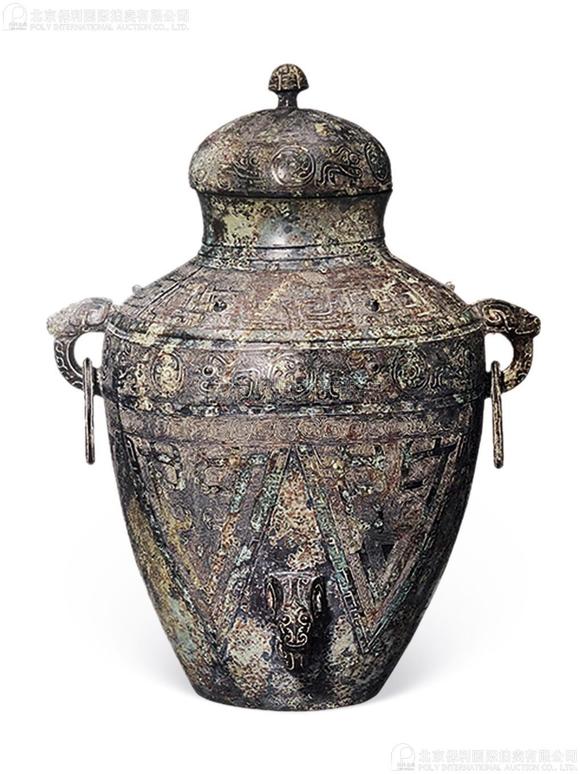 粉青釉刻仿古夔龙纹罍式大尊