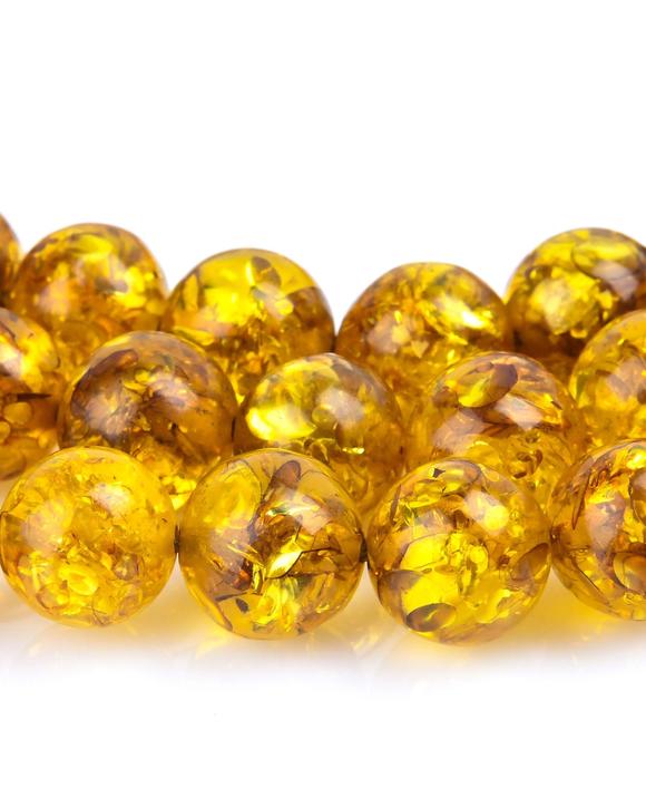 金花珀108颗珠amnamberbeadnecklace