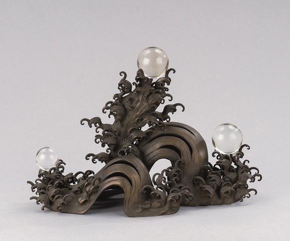 铜海波纹水晶球摆件_铜海波纹水晶球摆件估价_铜海