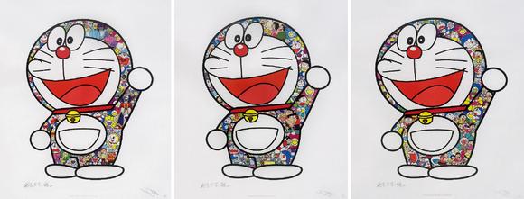 村上隆(b.1962) 2018年作 机器猫系列 (一组三件) 纸本版画