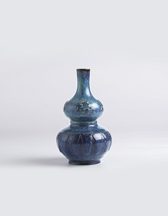 清康熙贴花宜钧釉葫芦瓶