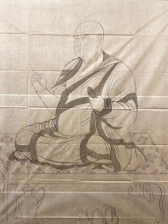 佚名白描真言八祖像