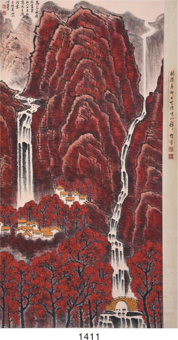 李可染款万山红遍立轴