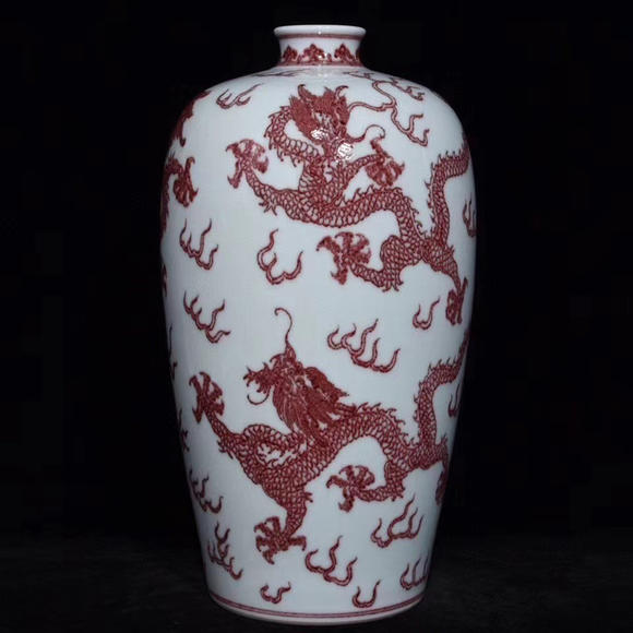 雍正釉里红龙纹梅瓶a02chineseunderglazedcopperred02porcelain